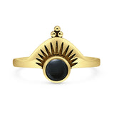 Lab Created Black Onyx Sunburst Ring Oxidized 925 Sterling Silver