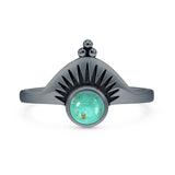 Turquoise Sunburst Ring Oxidized 925 Sterling Silver