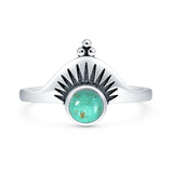 Turquoise Sunburst Ring Oxidized 925 Sterling Silver