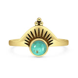 Turquoise Sunburst Ring Oxidized 925 Sterling Silver