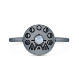 Lab Created Moonstone Moon Phase Ring Oxidized 925 Sterling Silver