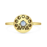 Lab Created Moonstone Moon Phase Ring Oxidized 925 Sterling Silver