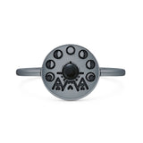 Black Onyx Moon Phase Ring Oxidized 925 Sterling Silver
