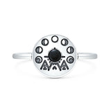 Black Onyx Moon Phase Ring Oxidized 925 Sterling Silver