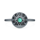 Turquoise Moon Phase Ring Oxidized 925 Sterling Silver