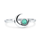 Turquoise Crescent Moon Ring Oxidized 925 Sterling Silver