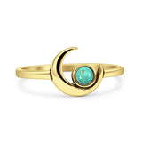 Turquoise Crescent Moon Ring Oxidized 925 Sterling Silver