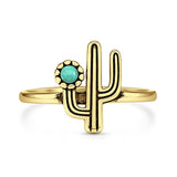 Turquoise Cactus Ring Oxidized 925 Sterling Silver