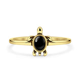 Lab Created Black Onyx Sea Turtle Ring Oxidized 925 Sterling Silver