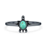 Turquoise Sea Turtle Ring Oxidized 925 Sterling Silver