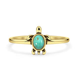 Turquoise Sea Turtle Ring Oxidized 925 Sterling Silver