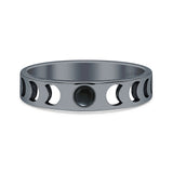 Lab Created Black Onyx Moon Phases Band Ring Oxidized 925 Sterling Silver