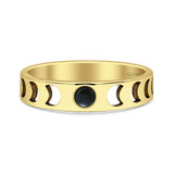 Lab Created Black Onyx Moon Phases Band Ring Oxidized 925 Sterling Silver