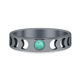 Turquoise Moon Phases Band Ring Oxidized 925 Sterling Silver