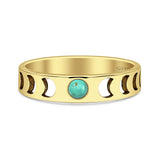 Turquoise Moon Phases Band Ring Oxidized 925 Sterling Silver