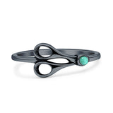 Turquoise Scissors Ring Oxidized 925 Sterling Silver
