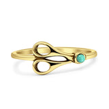 Turquoise Scissors Ring Oxidized 925 Sterling Silver