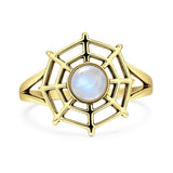 Lab Created Moonstone Spider Web Ring Oxidized 925 Sterling Silver
