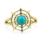 Turquoise Spider Web Ring Oxidized 925 Sterling Silver