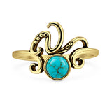 Turquoise Octopus Tentacles Ring Oxidized 925 Sterling Silver