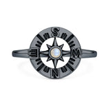 Lab Created Moonstone Compass Ring Oxidized 925 Sterling Silver