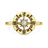 Lab Created Moonstone Compass Ring Oxidized 925 Sterling Silver
