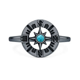 Turquoise Compass Ring Oxidized 925 Sterling Silver