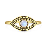 Lab Created Moonstone Evil Eye Ring Oxidized 925 Sterling Silver