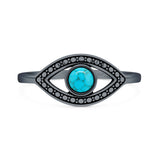 Turquoise Evil Eye Ring Oxidized 925 Sterling Silver