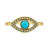 Turquoise Evil Eye Ring Oxidized 925 Sterling Silver