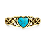 Turquoise Heart Ring Oxidized 925 Sterling Silver