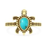 Turquoise Sea Turtle Ring Oxidized 925 Sterling Silver