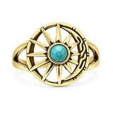Turquoise Celestial Sun Moon Ring Oxidized 925 Sterling Silver
