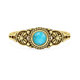 Turquoise Floral Stone Ring Oxidized 925 Sterling Silver