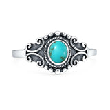 Turquoise Scroll Filigree Ring Oxidized 925 Sterling Silver