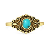 Turquoise Scroll Filigree Ring Oxidized 925 Sterling Silver
