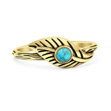 Turquoise Leaf Ring Oxidized 925 Sterling Silver