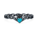 Turquoise Claddagh Heart Ring Oxidized 925 Sterling Silver