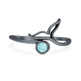 Larimar Whale Tail Ring Oxidized 925 Sterling Silver