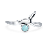 Larimar Whale Tail Ring Oxidized 925 Sterling Silver