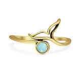 Larimar Whale Tail Ring Oxidized 925 Sterling Silver
