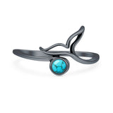 Turquoise Whale Tail Ring Oxidized 925 Sterling Silver
