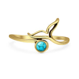 Turquoise Whale Tail Ring Oxidized 925 Sterling Silver