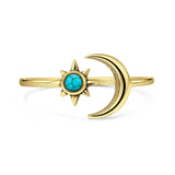 Turquoise Sun and Moon Ring Oxidized 925 Sterling Silver
