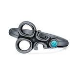 Turquoise Scissors Ring Oxidized 925 Sterling Silver