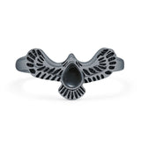 Lab Created Black Onyx Eagle Ring Oxidized 925 Sterling Silver
