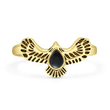 Lab Created Black Onyx Eagle Ring Oxidized 925 Sterling Silver
