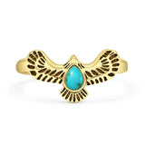 Turquoise Eagle Ring Oxidized 925 Sterling Silver