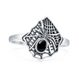 Lab Created Black Onyx Spider Web Ring Oxidized 925 Sterling Silver