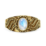 Lab Created Moonstone Bali Ring Oxidized 925 Sterling Silver